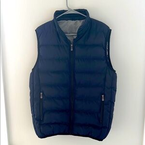 Men’s Navy Blue Quilted Puffer Vest with Stand-Up Collar Size M